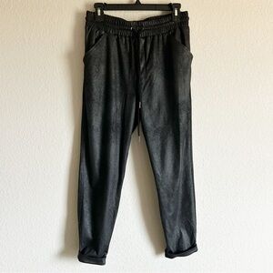 David Lerner Faux Leather Randall Cuffed Sweatpants Black